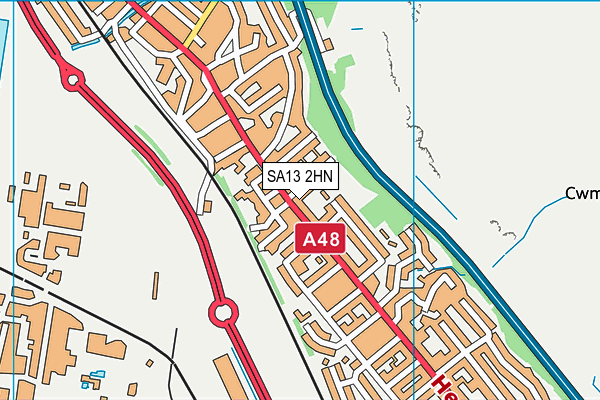 SA13 2HN map - OS VectorMap District (Ordnance Survey)