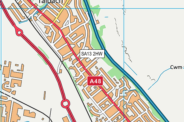 SA13 2HW map - OS VectorMap District (Ordnance Survey)