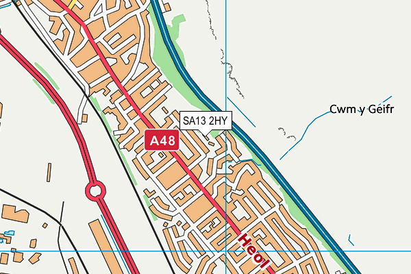 SA13 2HY map - OS VectorMap District (Ordnance Survey)