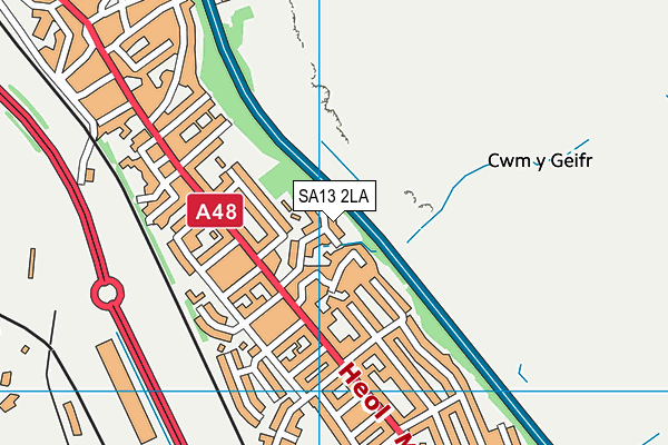 SA13 2LA map - OS VectorMap District (Ordnance Survey)