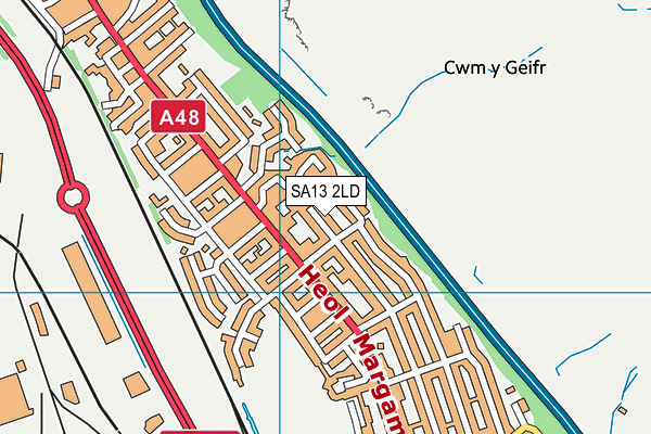 SA13 2LD map - OS VectorMap District (Ordnance Survey)