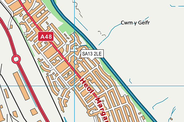 SA13 2LE map - OS VectorMap District (Ordnance Survey)