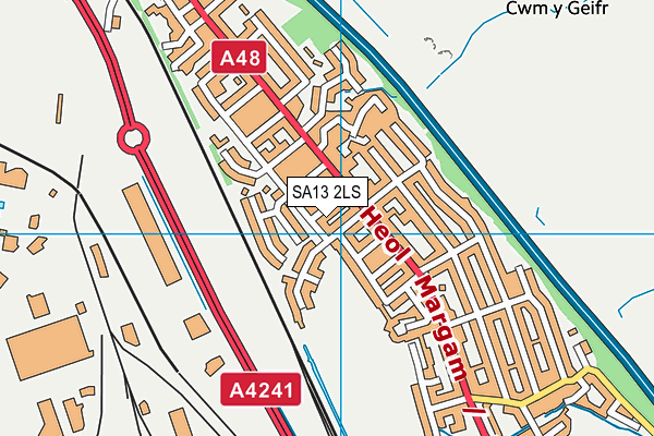 SA13 2LS map - OS VectorMap District (Ordnance Survey)