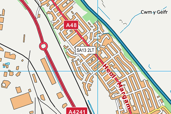SA13 2LT map - OS VectorMap District (Ordnance Survey)