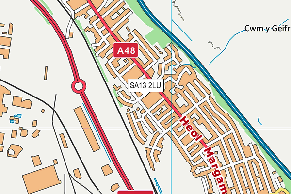 SA13 2LU map - OS VectorMap District (Ordnance Survey)