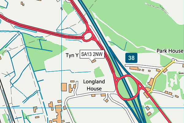 SA13 2NW map - OS VectorMap District (Ordnance Survey)