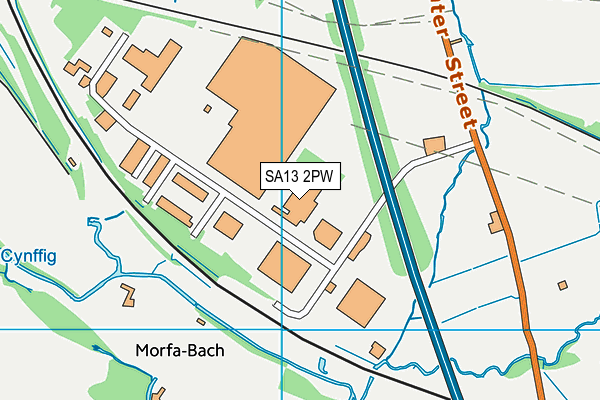 SA13 2PW map - OS VectorMap District (Ordnance Survey)