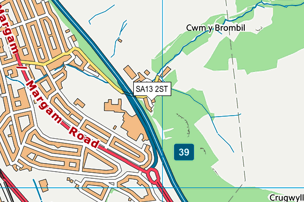 SA13 2ST map - OS VectorMap District (Ordnance Survey)