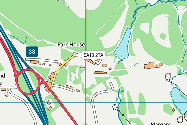 SA13 2TA map - OS VectorMap District (Ordnance Survey)