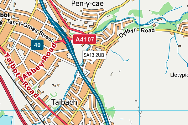 SA13 2UB map - OS VectorMap District (Ordnance Survey)