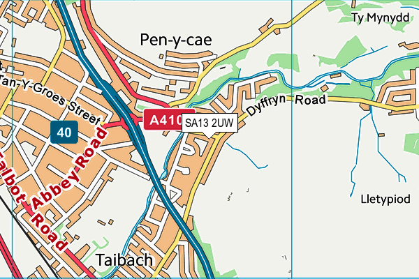 SA13 2UW map - OS VectorMap District (Ordnance Survey)