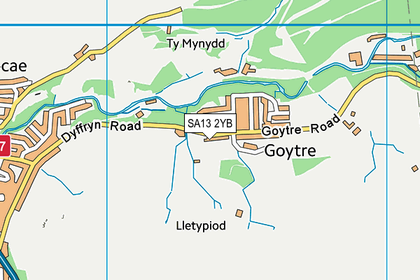 SA13 2YB map - OS VectorMap District (Ordnance Survey)