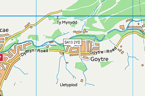 SA13 2YD map - OS VectorMap District (Ordnance Survey)