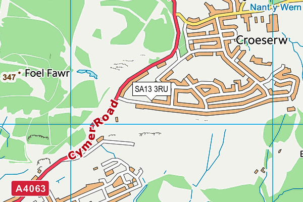 SA13 3RU map - OS VectorMap District (Ordnance Survey)
