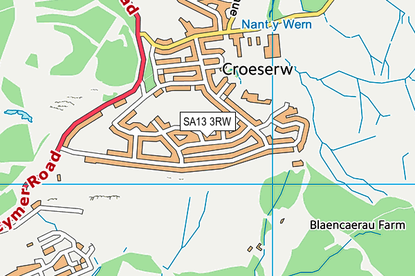 SA13 3RW map - OS VectorMap District (Ordnance Survey)