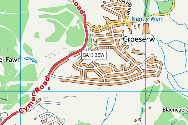 SA13 3SW map - OS VectorMap District (Ordnance Survey)