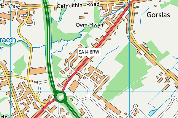 SA14 6RW map - OS VectorMap District (Ordnance Survey)