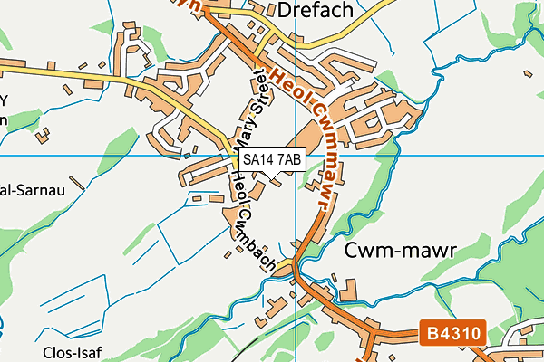 SA14 7AB map - OS VectorMap District (Ordnance Survey)