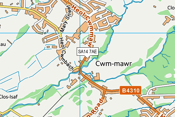 SA14 7AE map - OS VectorMap District (Ordnance Survey)