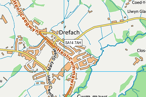 SA14 7AH map - OS VectorMap District (Ordnance Survey)