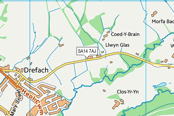 SA14 7AJ map - OS VectorMap District (Ordnance Survey)