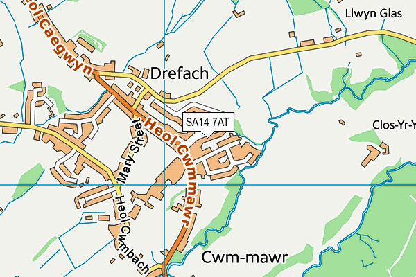 SA14 7AT map - OS VectorMap District (Ordnance Survey)