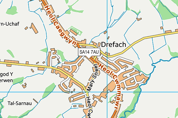 SA14 7AU map - OS VectorMap District (Ordnance Survey)