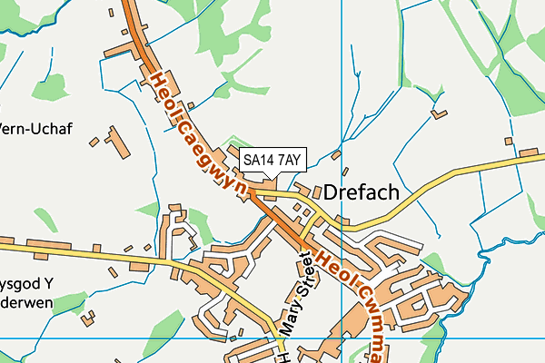 SA14 7AY map - OS VectorMap District (Ordnance Survey)