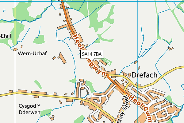 SA14 7BA map - OS VectorMap District (Ordnance Survey)