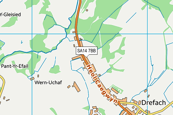 SA14 7BB map - OS VectorMap District (Ordnance Survey)