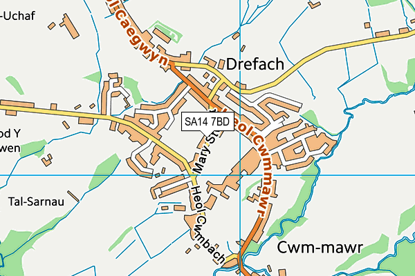 SA14 7BD map - OS VectorMap District (Ordnance Survey)