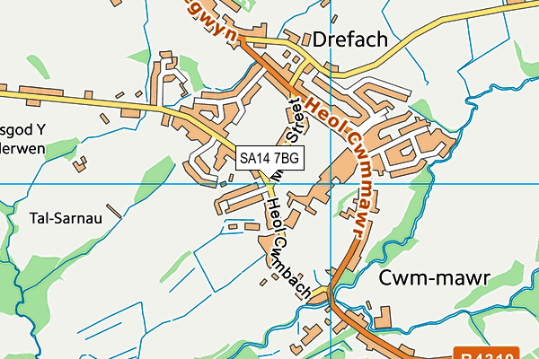 SA14 7BG map - OS VectorMap District (Ordnance Survey)