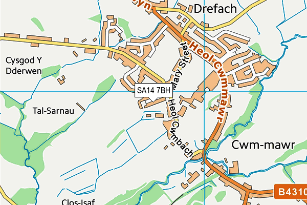 SA14 7BH map - OS VectorMap District (Ordnance Survey)