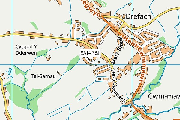 SA14 7BJ map - OS VectorMap District (Ordnance Survey)