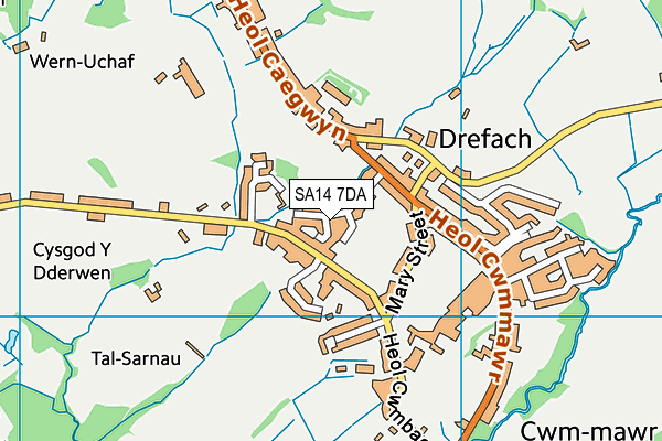 SA14 7DA map - OS VectorMap District (Ordnance Survey)