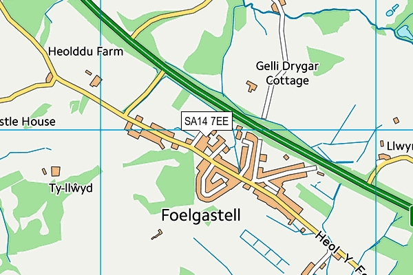 SA14 7EE map - OS VectorMap District (Ordnance Survey)