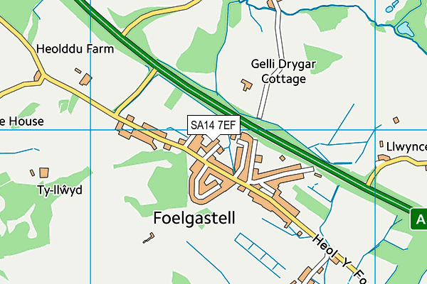 SA14 7EF map - OS VectorMap District (Ordnance Survey)