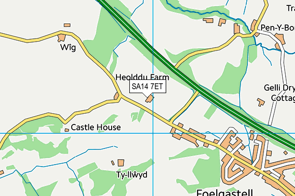 SA14 7ET map - OS VectorMap District (Ordnance Survey)