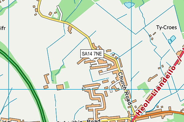 SA14 7NE map - OS VectorMap District (Ordnance Survey)