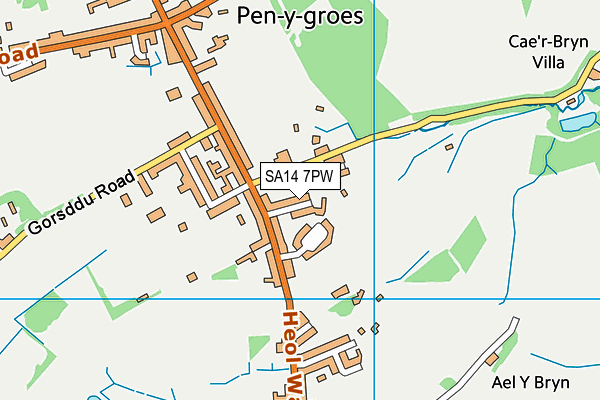 SA14 7PW map - OS VectorMap District (Ordnance Survey)