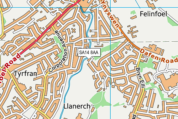 SA14 8AA map - OS VectorMap District (Ordnance Survey)