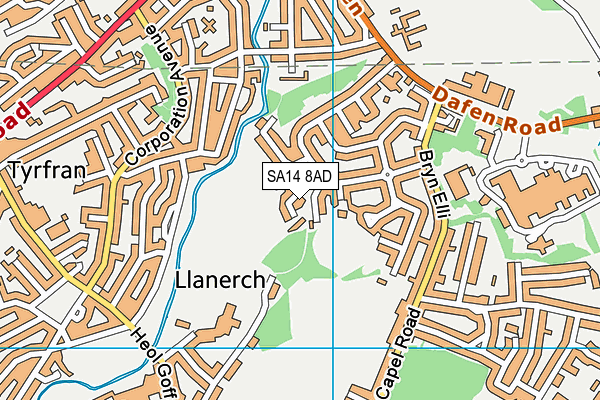 SA14 8AD map - OS VectorMap District (Ordnance Survey)