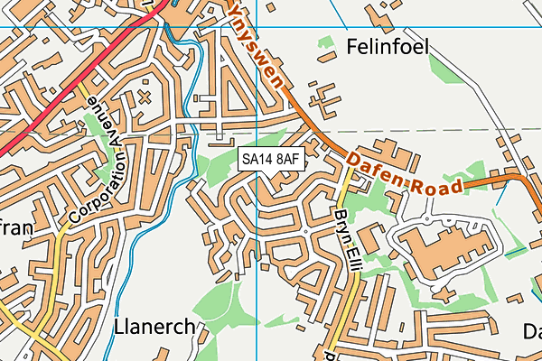 SA14 8AF map - OS VectorMap District (Ordnance Survey)