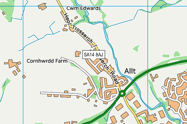 SA14 8AJ map - OS VectorMap District (Ordnance Survey)