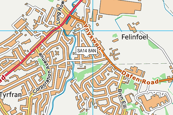 SA14 8AN map - OS VectorMap District (Ordnance Survey)