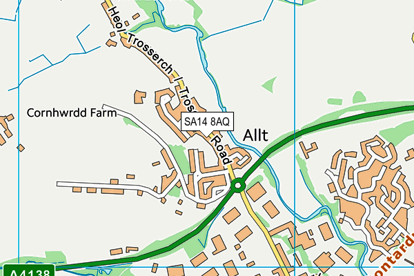 SA14 8AQ map - OS VectorMap District (Ordnance Survey)