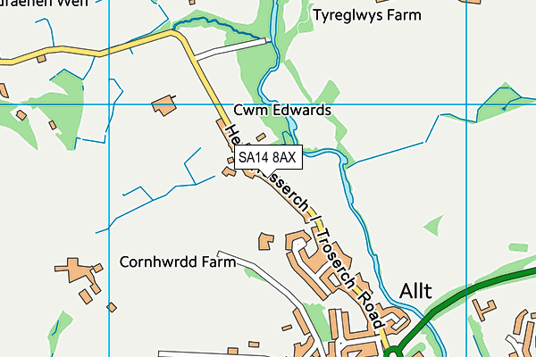 SA14 8AX map - OS VectorMap District (Ordnance Survey)