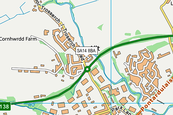 SA14 8BA map - OS VectorMap District (Ordnance Survey)