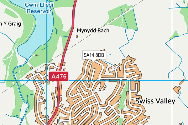 SA14 8DB map - OS VectorMap District (Ordnance Survey)