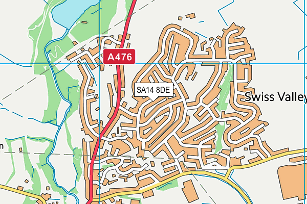 SA14 8DE map - OS VectorMap District (Ordnance Survey)